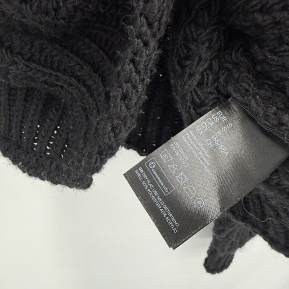 Express Black Chunky Knit Mock Neck Sweater Oversized Size Small Polyester - Picture 10 of 13